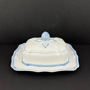 Villeroy & Boch Casa Azul rectangular covered butter dish scalloped edge